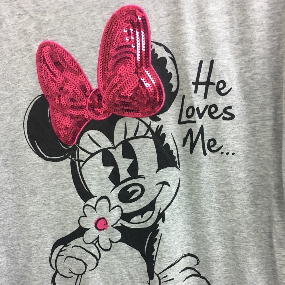 Disney Tee Shirt Minnie Mouse Red Sequin Bow 16-18